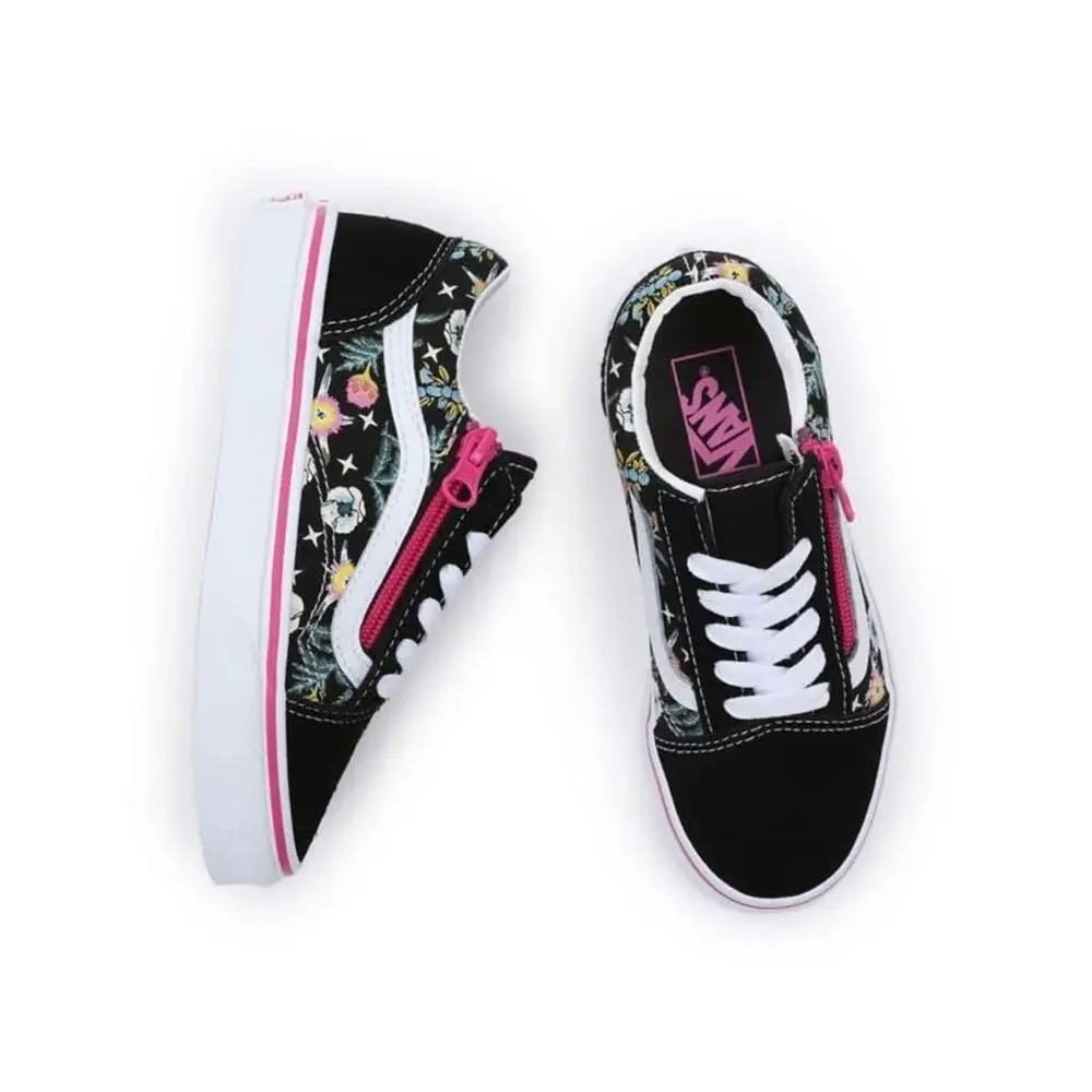 VANS OLD SKOOL ZIP KIDS FLORAL BLACK SIZE 2.5